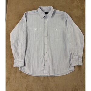 Proper Cloth Oxford Cloth Shirt Mens M 16.5 Clark Blue Stripe Short Relaxed EUC